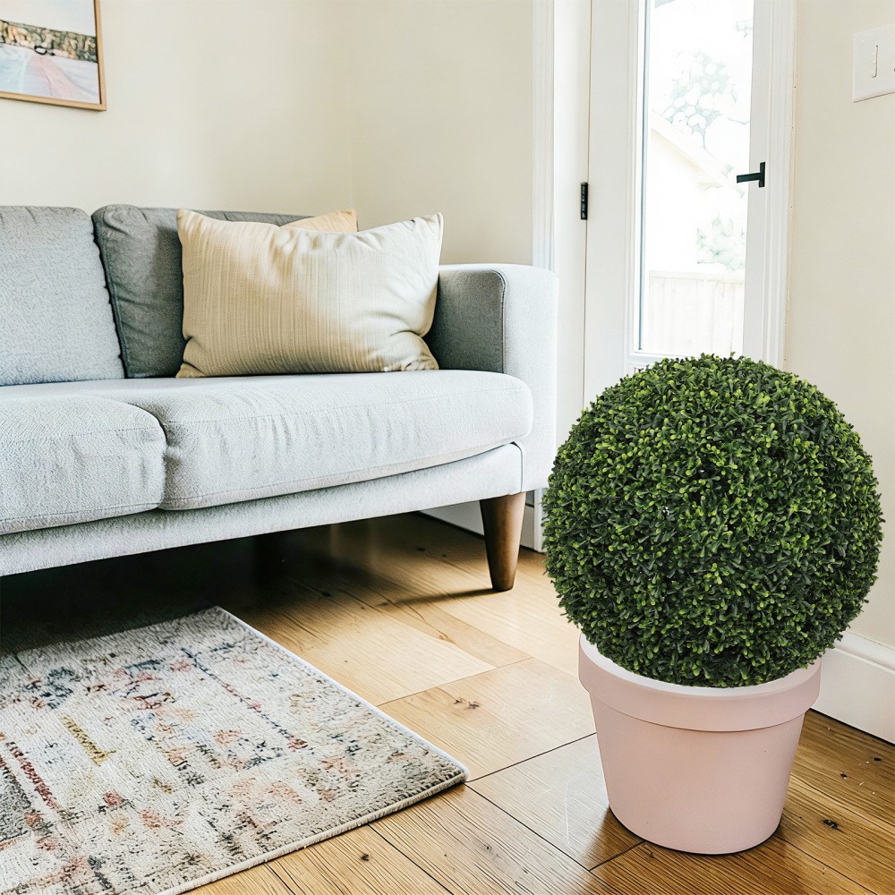 18.5 Inch Topiary Balls Artificial Faux Boxwood Plants Green Decorative Spheres