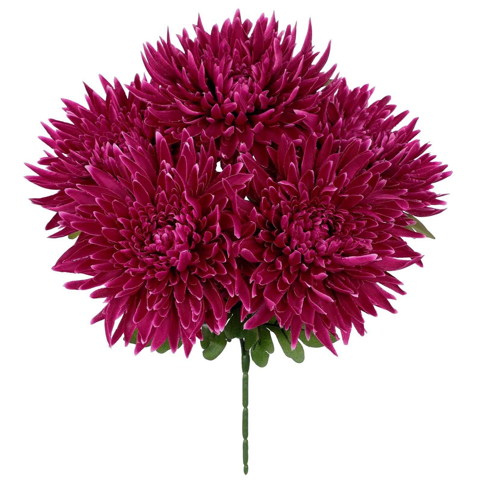 Purple Artificial Mums for Outdoors Fall Fake Mums Bush 5 Heads Silk Chrysant…