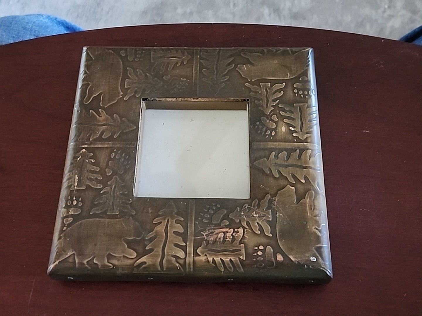 Rustic Metal Overlay 6.5″x6.5″ Square, 3″x3″ photo picture, Forest, Bears VG