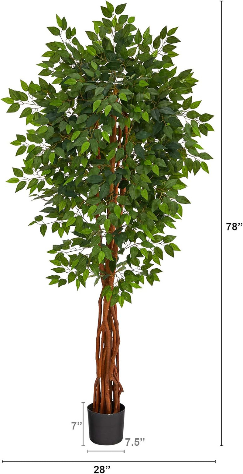 6.5Ft Super Deluxe Ficus Artificial Tree with Natural Trunk – Lifelike Decor