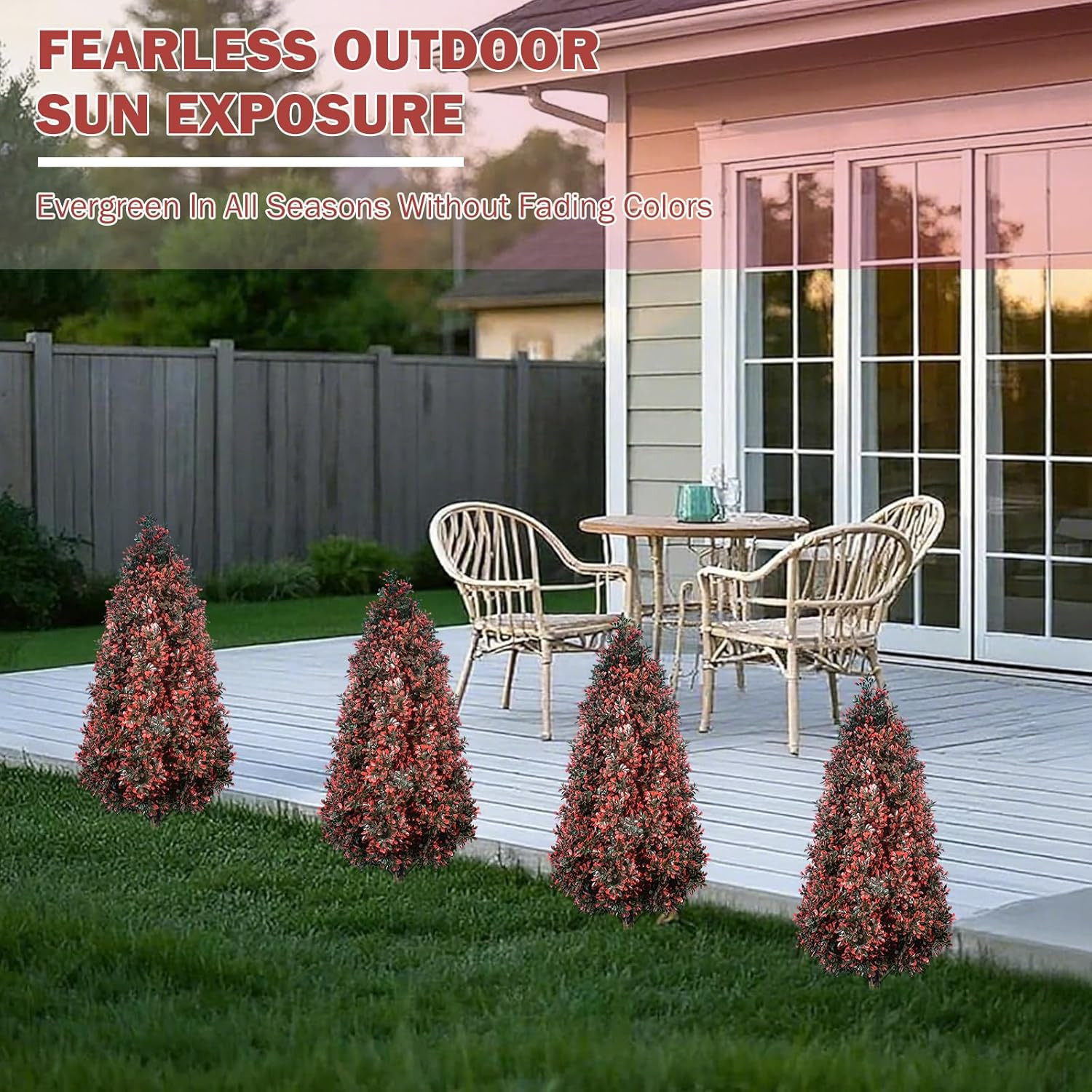 Set of 2 UV Rated 3.1FT Artificial Cedar Topiary Trees for Indoor/Outdoor Decor