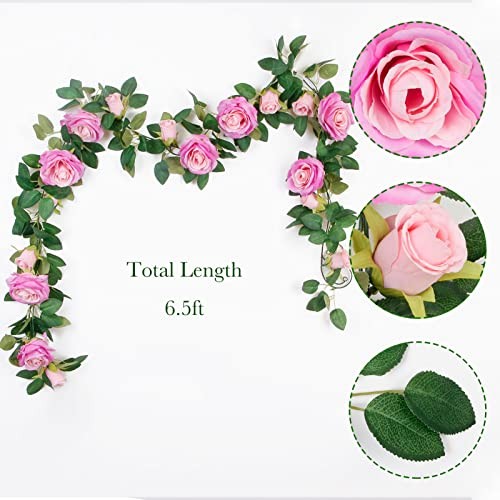 4Pcs Artificial Rose Vine Garland 26ft Silk Fake Flowers Wedding Home Decor Red