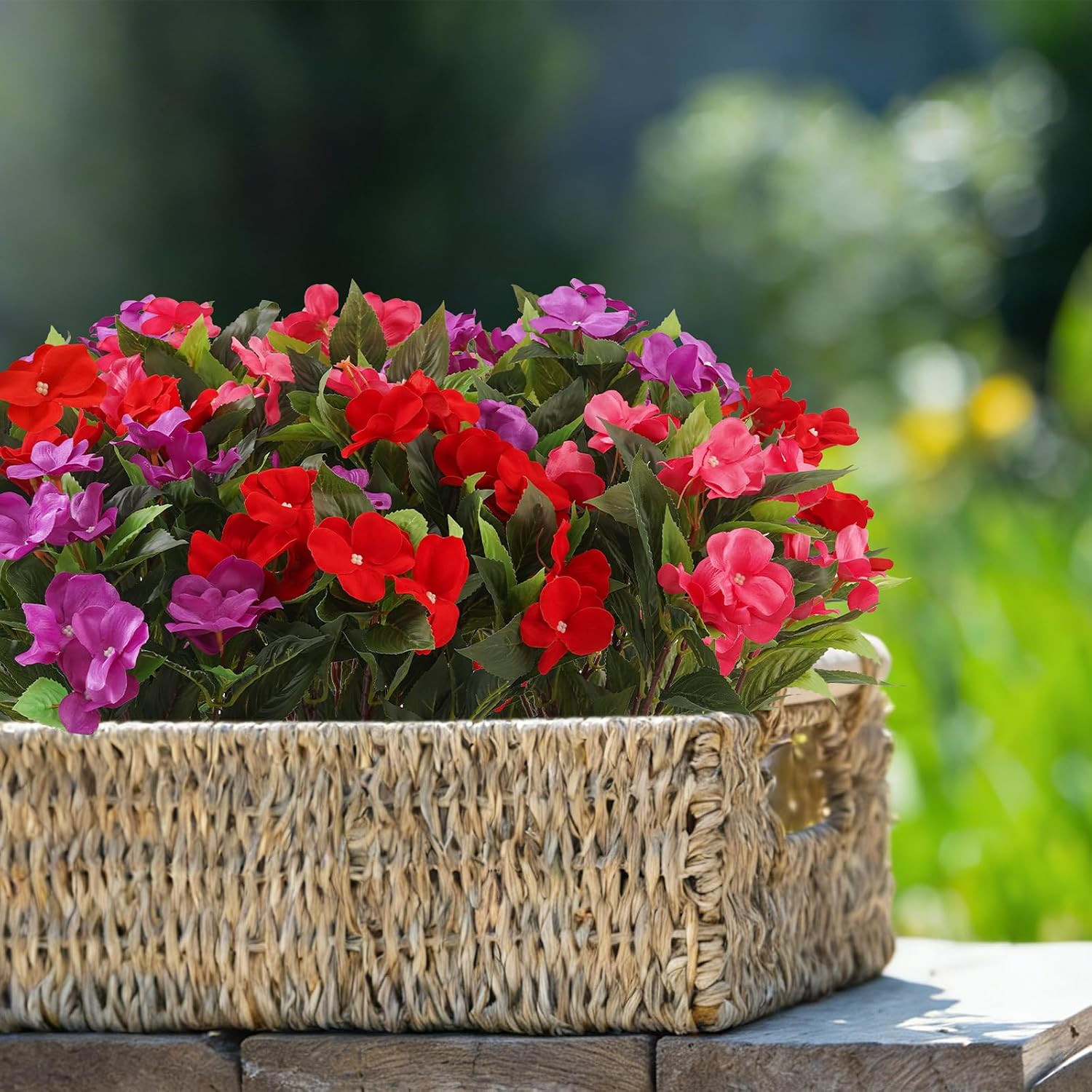 Vibrant Impatiens Artificial Flowers – 6 Bundles for Indoor & Outdoor Decor