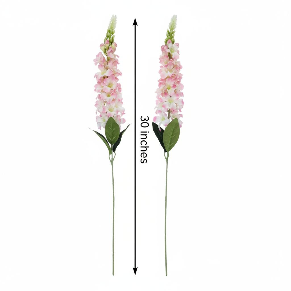 Artificial Pink White Snapdragon Stems Set of 2 Tall Faux Flowers Centerpiece