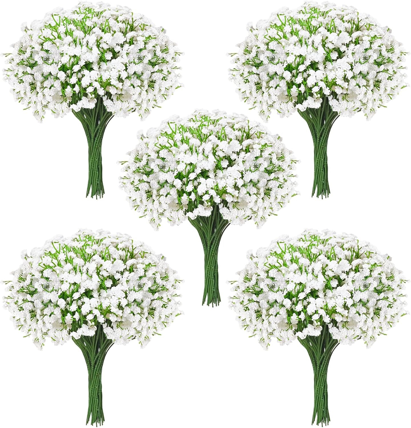 100Pcs Artificial Babys Breath Flowers – Real Touch White Decor for Weddings