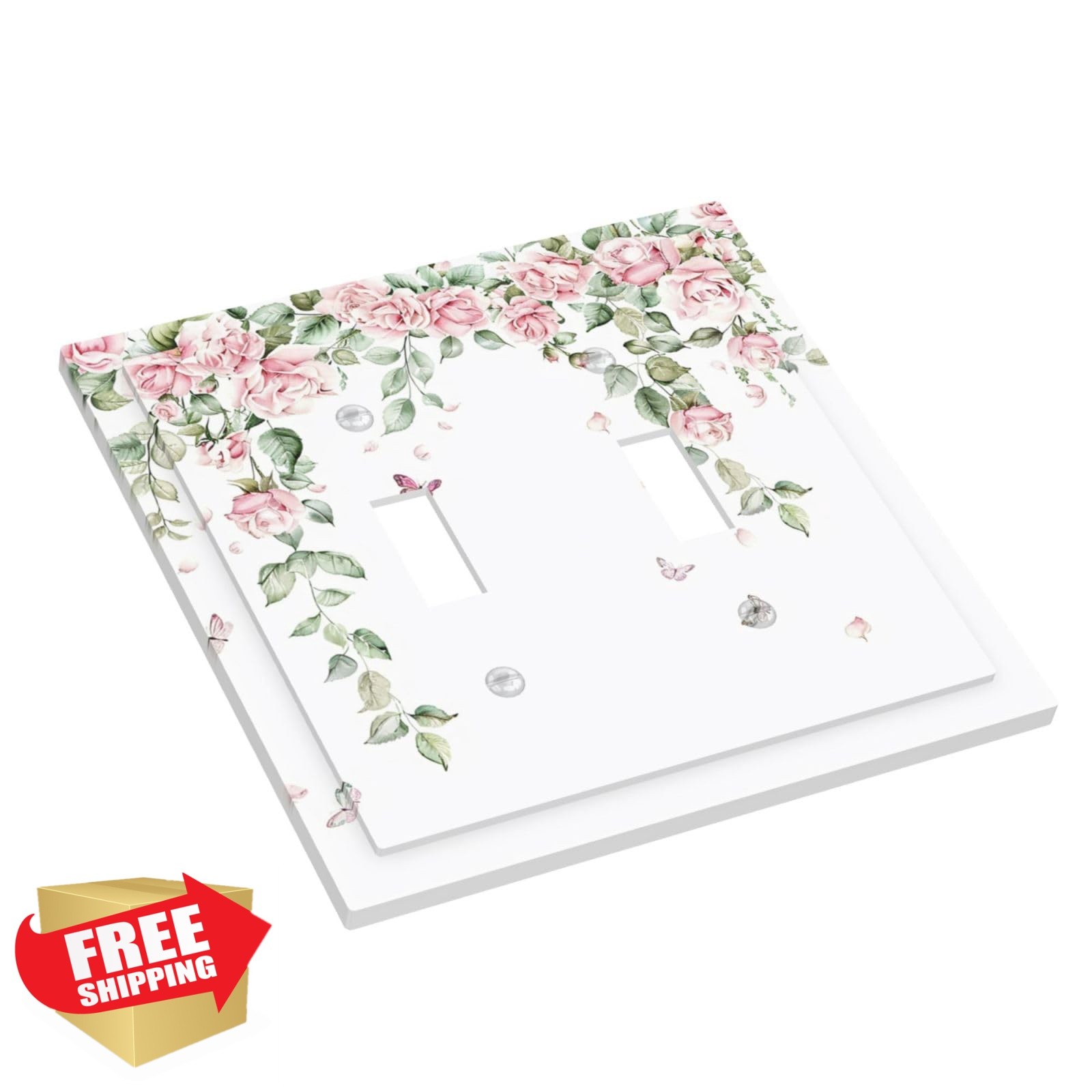 Ihsourgnitnem Double Toggle Pink Rose Watercolor Floral Plant