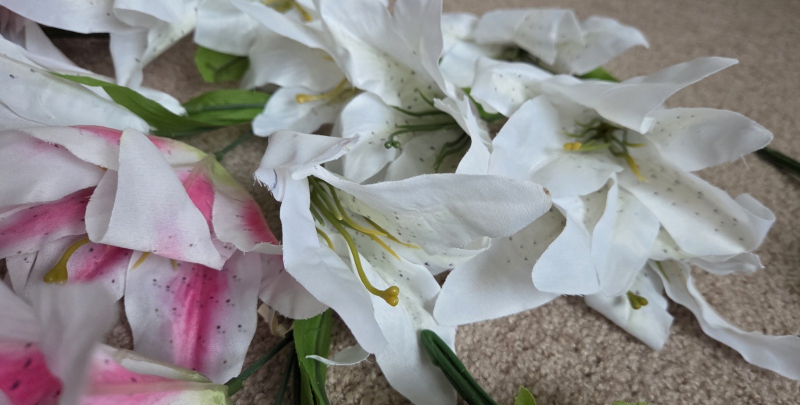 Colorful Fake Flowers Bunches- Lot Of Various Flower Types, Colors 18 Bunches