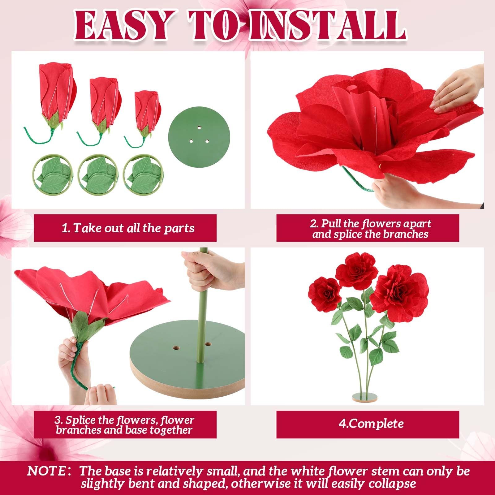 1 Set 4.5 ft Giant Artificial Flowers Giant Rose for Decorations Huge Flannel…
