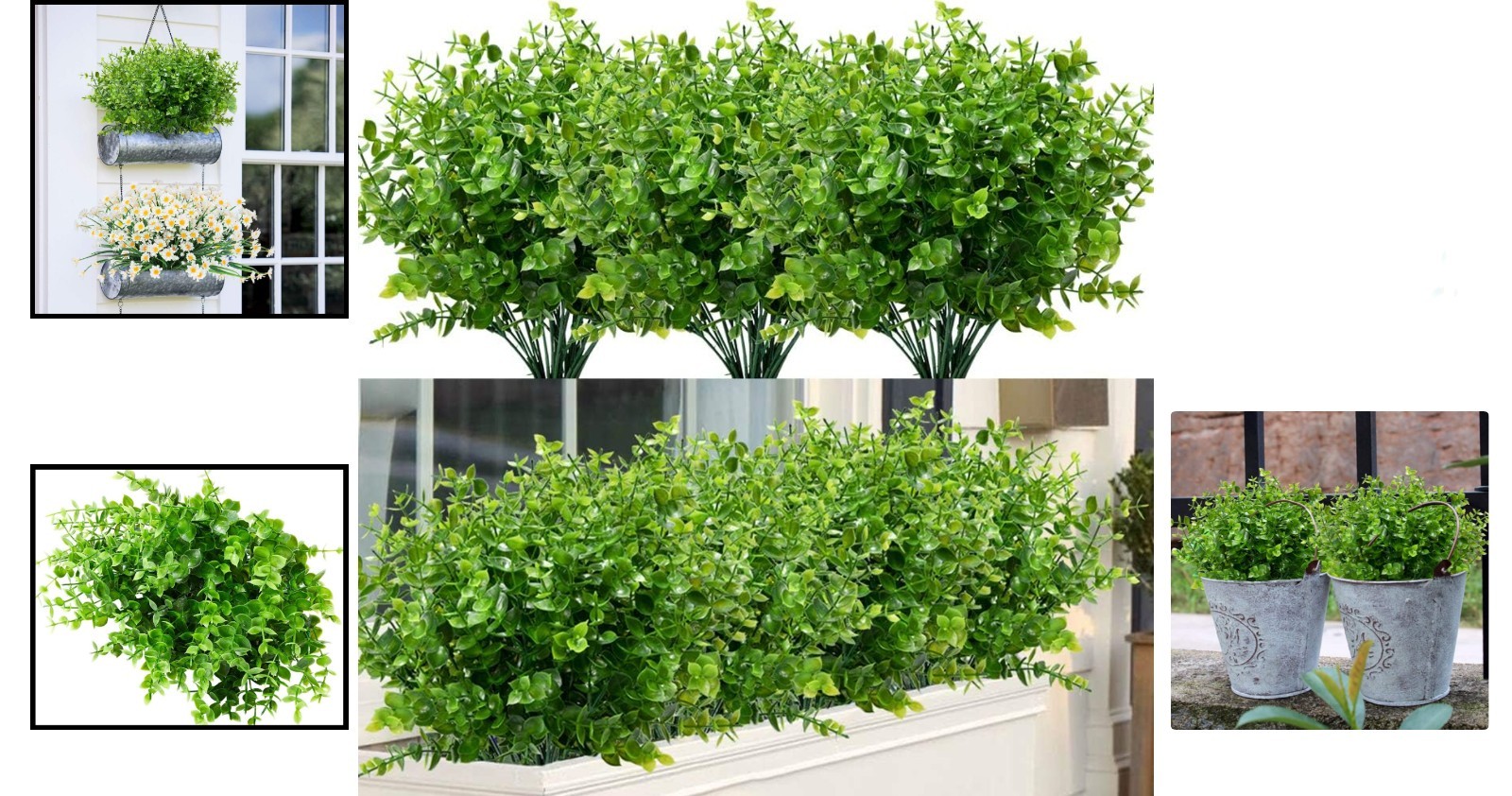 Artificial Flowers for Outdoors 12 Bundles UV Resistant Boxwood Shrubs Artificia