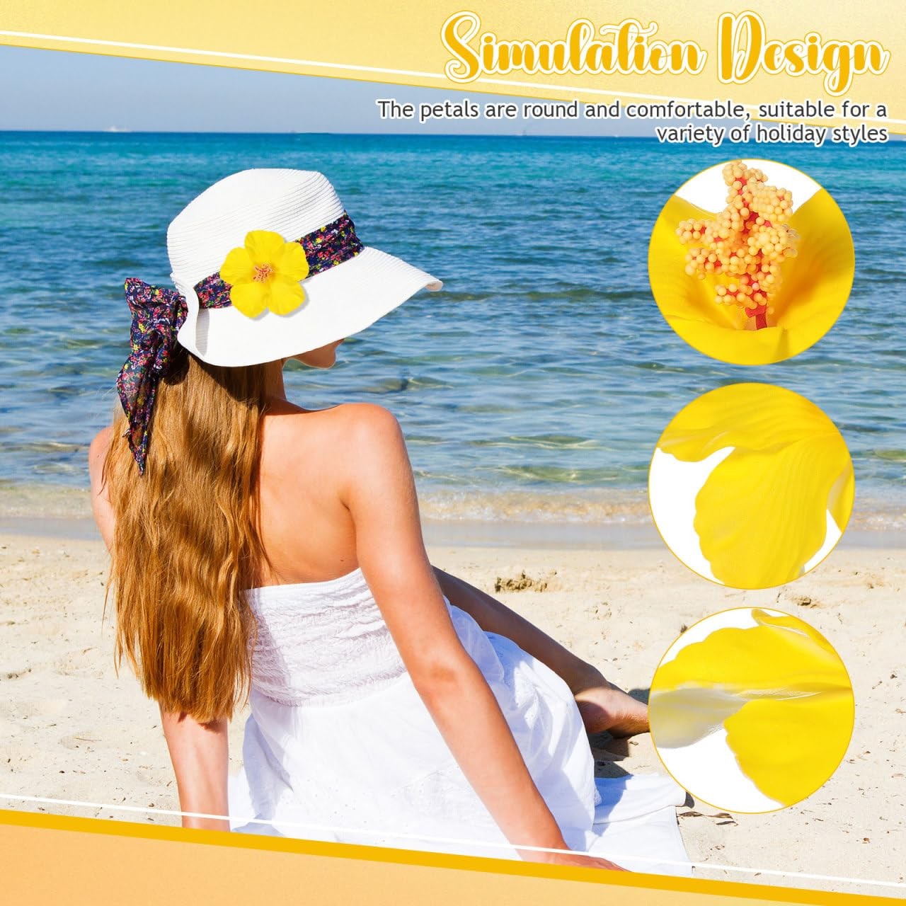 10 Pcs Artificial Hibiscus Flowers Hawaii Luau Party Decorations Tropical Dec…