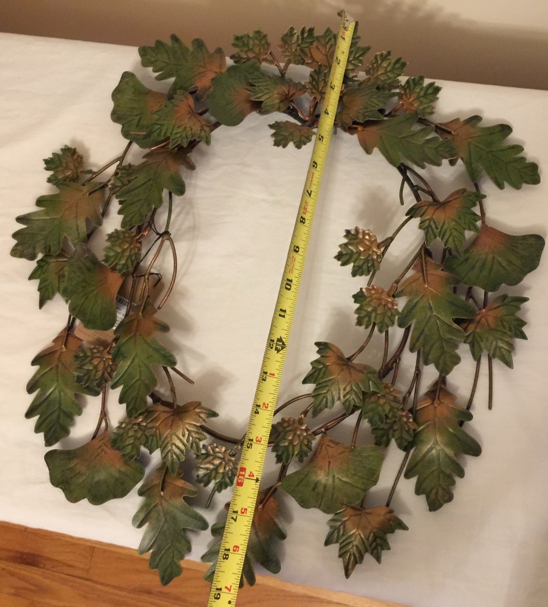 NWD Green Metal Evergreen Enterprises Leaf Wreath Wall Decor 20” H X 18” W