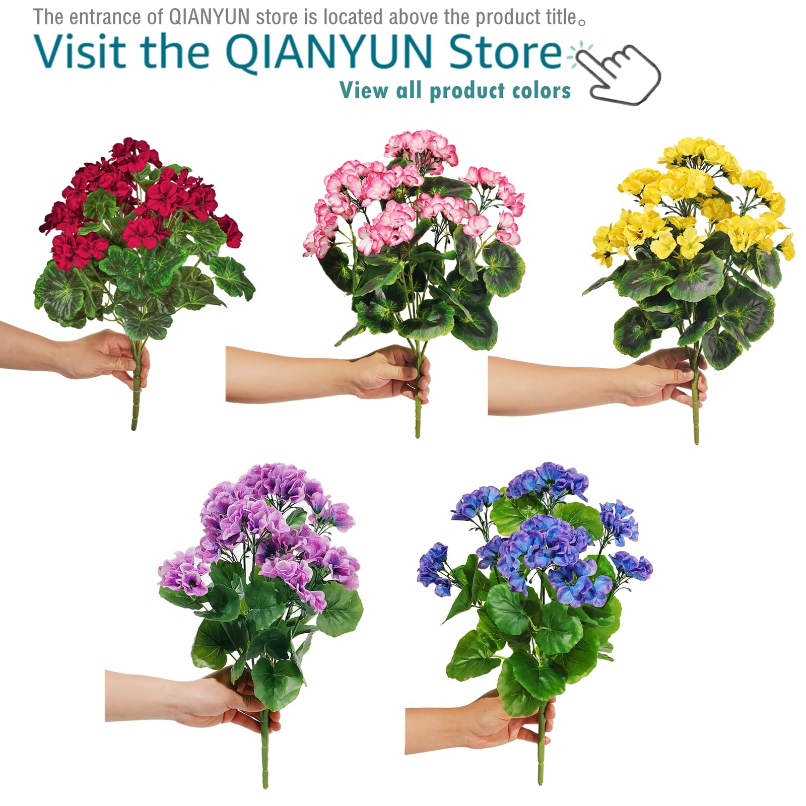 2Pcs 19” Realistic Artificial Geranium, Uv Resistant, Wedding Kitchen Garden…