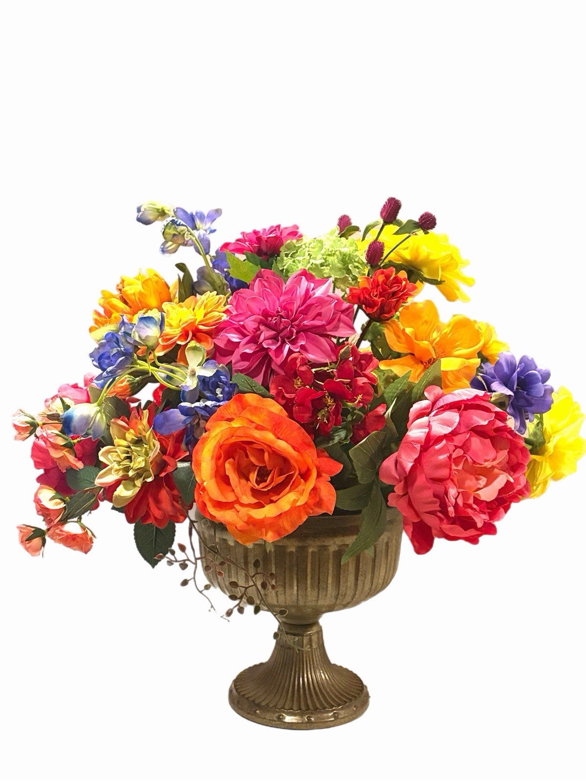 Bright Floral Arrangement Centerpiece 18” Spring Summer Pedestal Planter