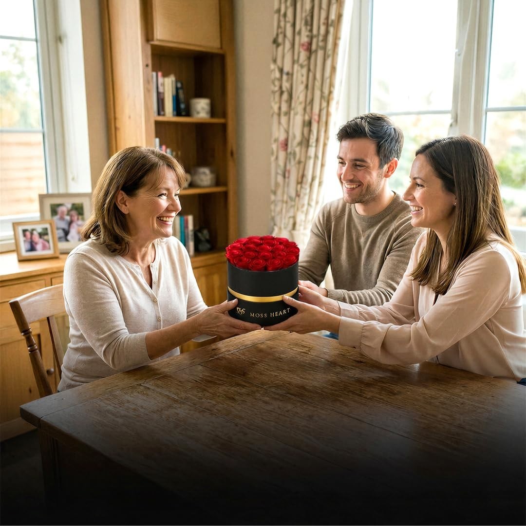 20 Mini Preserved Roses in Round Luxury Gift Box – Lasting Real Roses for Gifts,