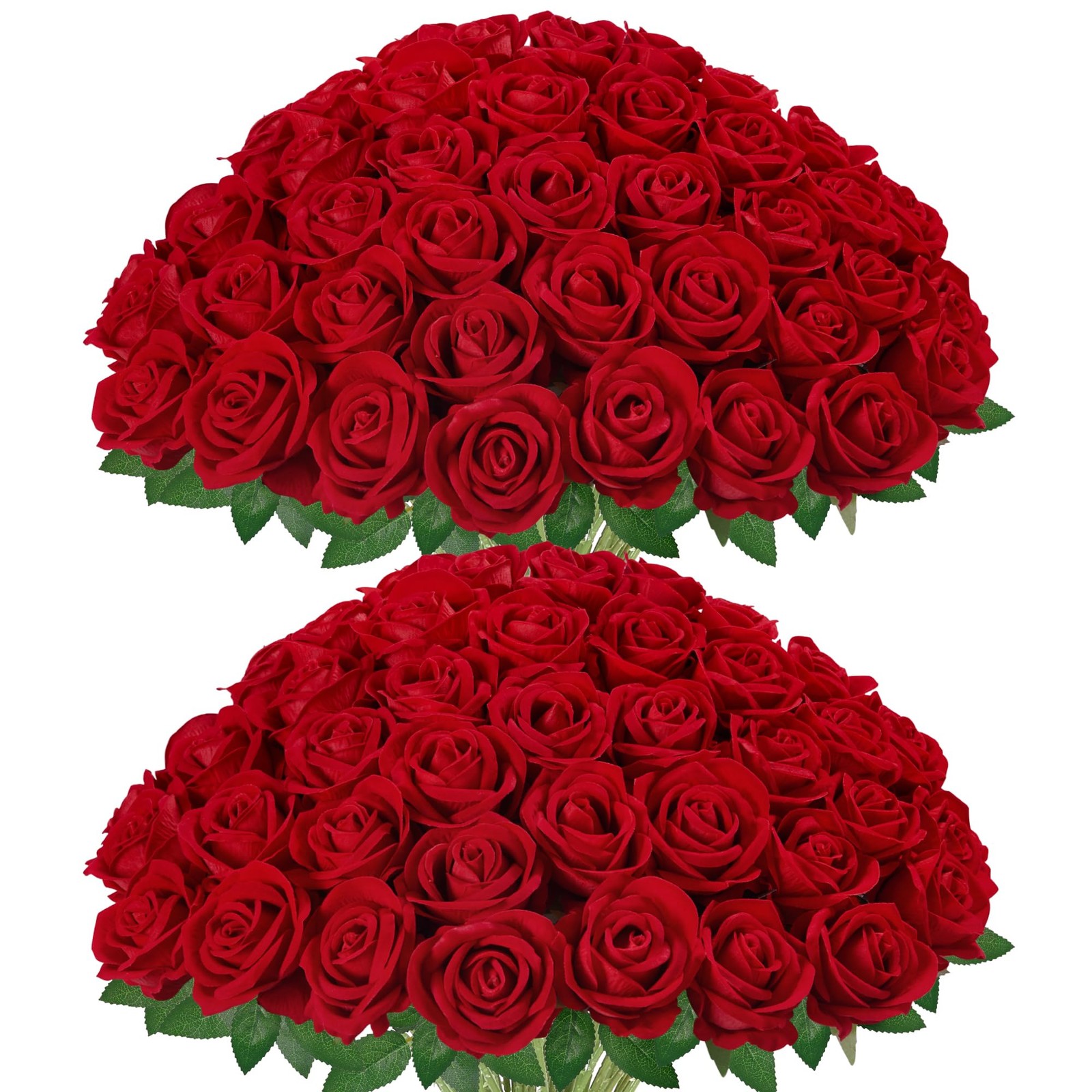 100 Pcs Red Roses Artificial Flowers, Fake Velvet Silk Rose Bulk Faux Flower …