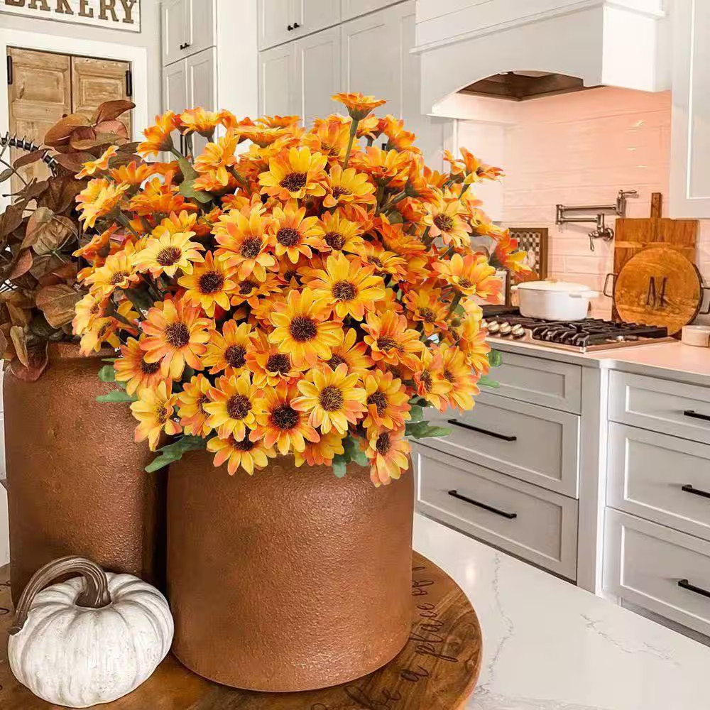 12.6 In. Yellow Artificial Fall Mum Flowers