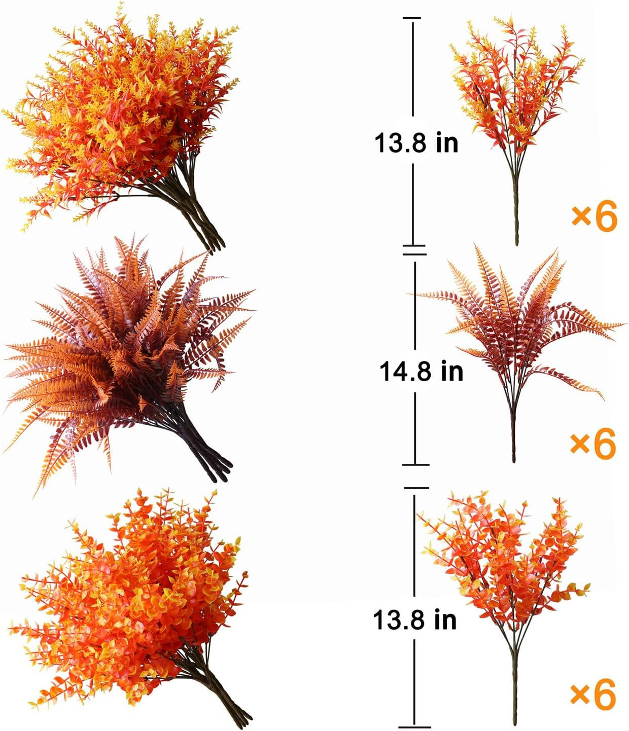 18PCS Artificial Fall Flowers Mums Plants for Outdoor Autumn Decoration UV Resis