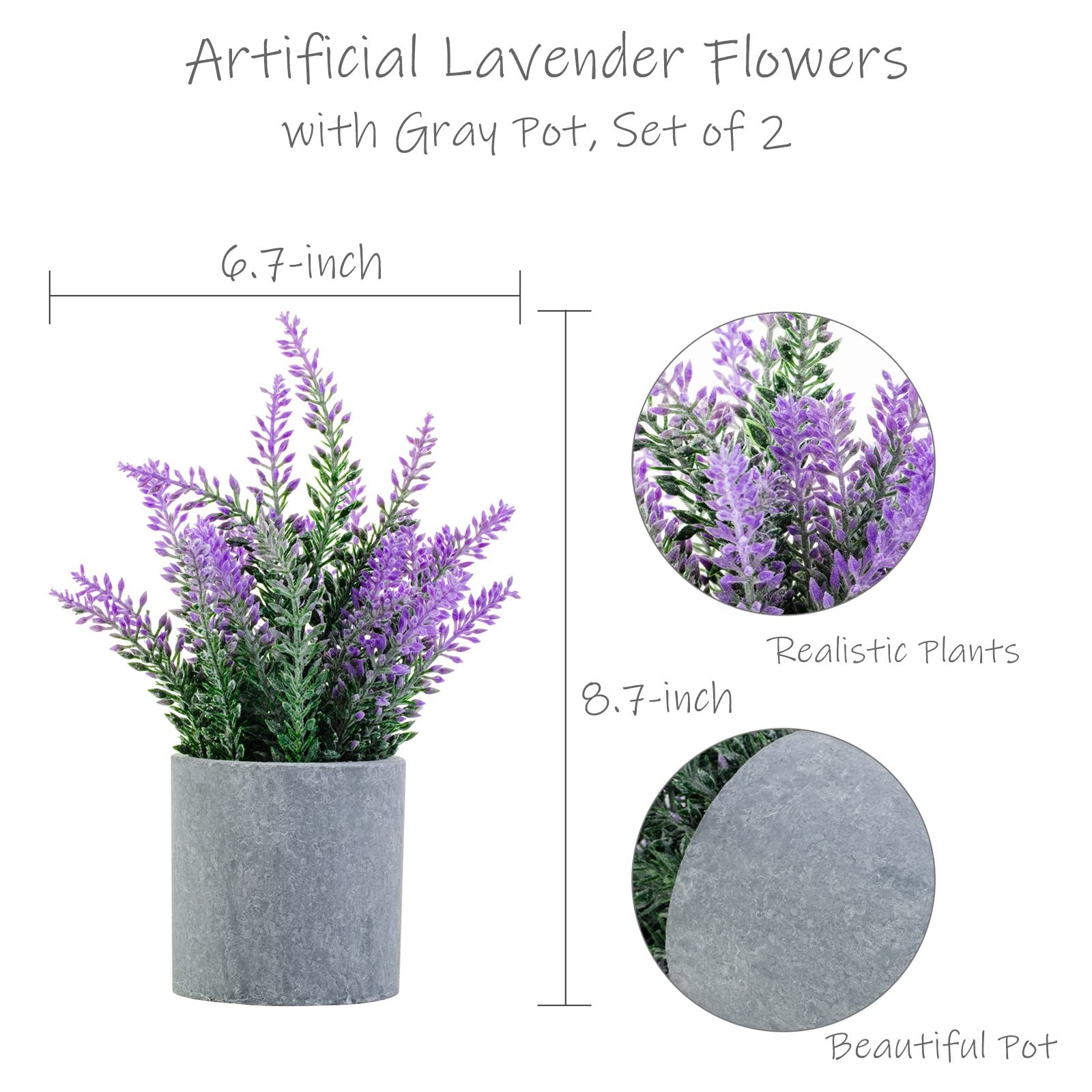 CADNLY Artificial Lavender Plant in Pots Faux Lavender Flowers Decor Fake