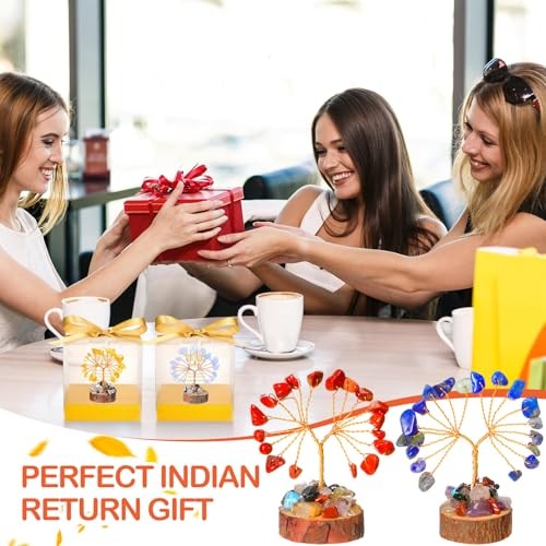 Sets Mini Crystal Tree Return Gifts for Women Sister 3.54 Inch Box 12 Colorful
