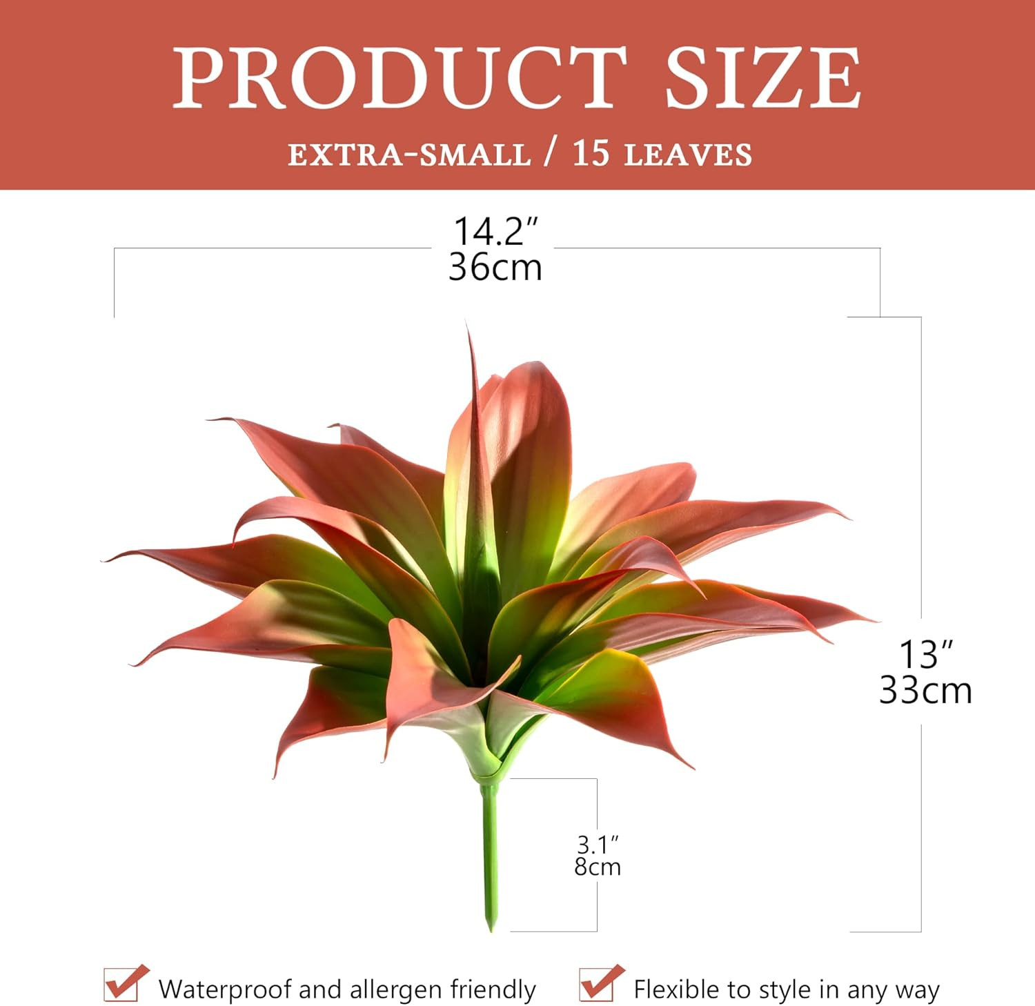 14.2″ Artificial Agave Plants – 2 Pack Faux Greenery for Indoor & Outdoor Decor