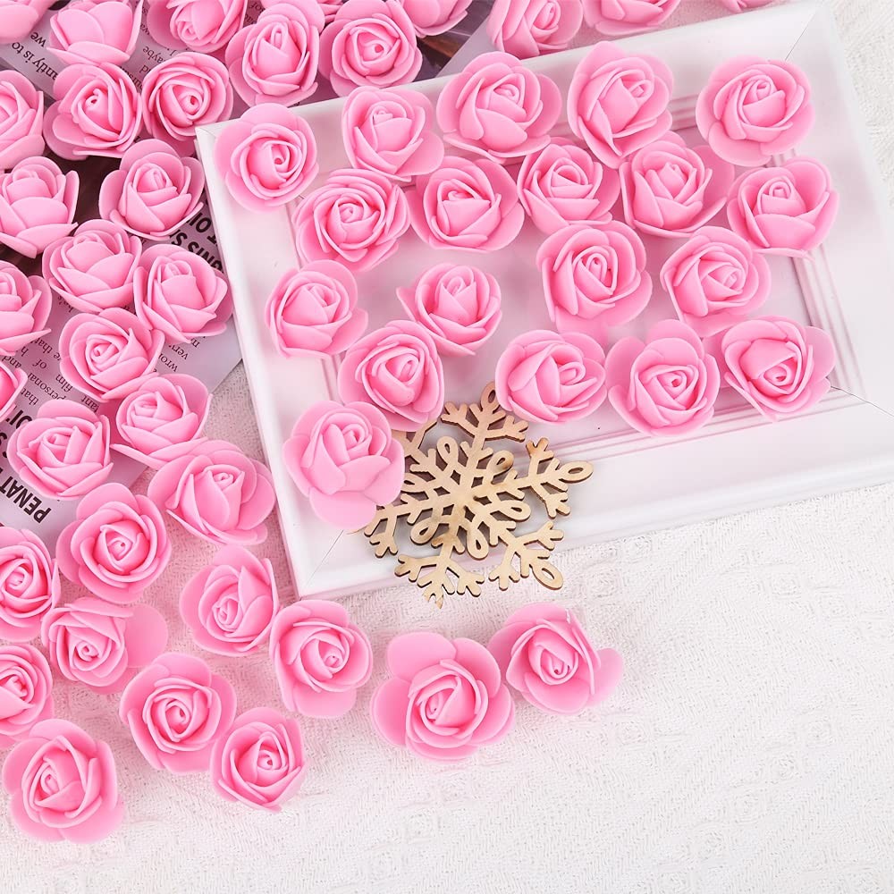 500 PCS Mini Foam Rose Heads Pink Artificial Fake Flower DIY Wedding Bulk
