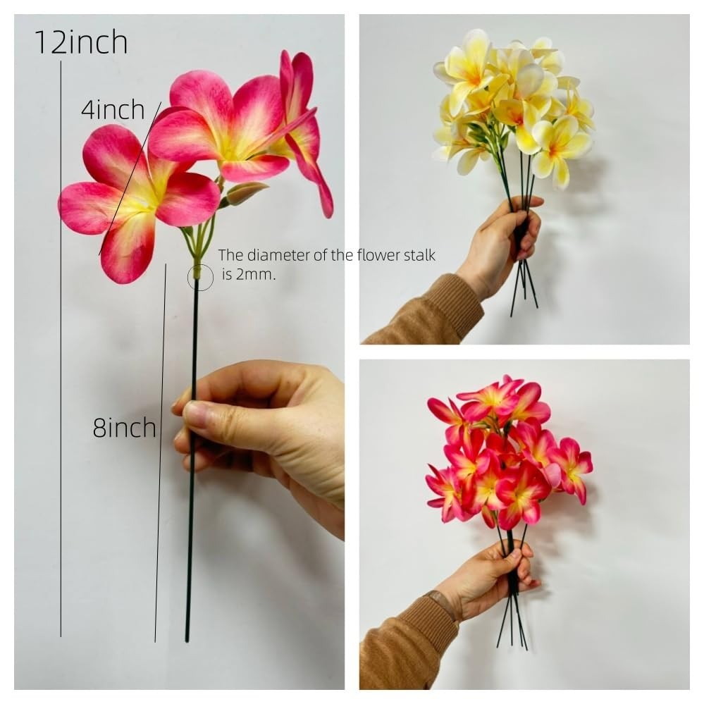 10 Bunch Pink Artificial Flowers Fake Plumeria Flower with Stems,12inch Real …