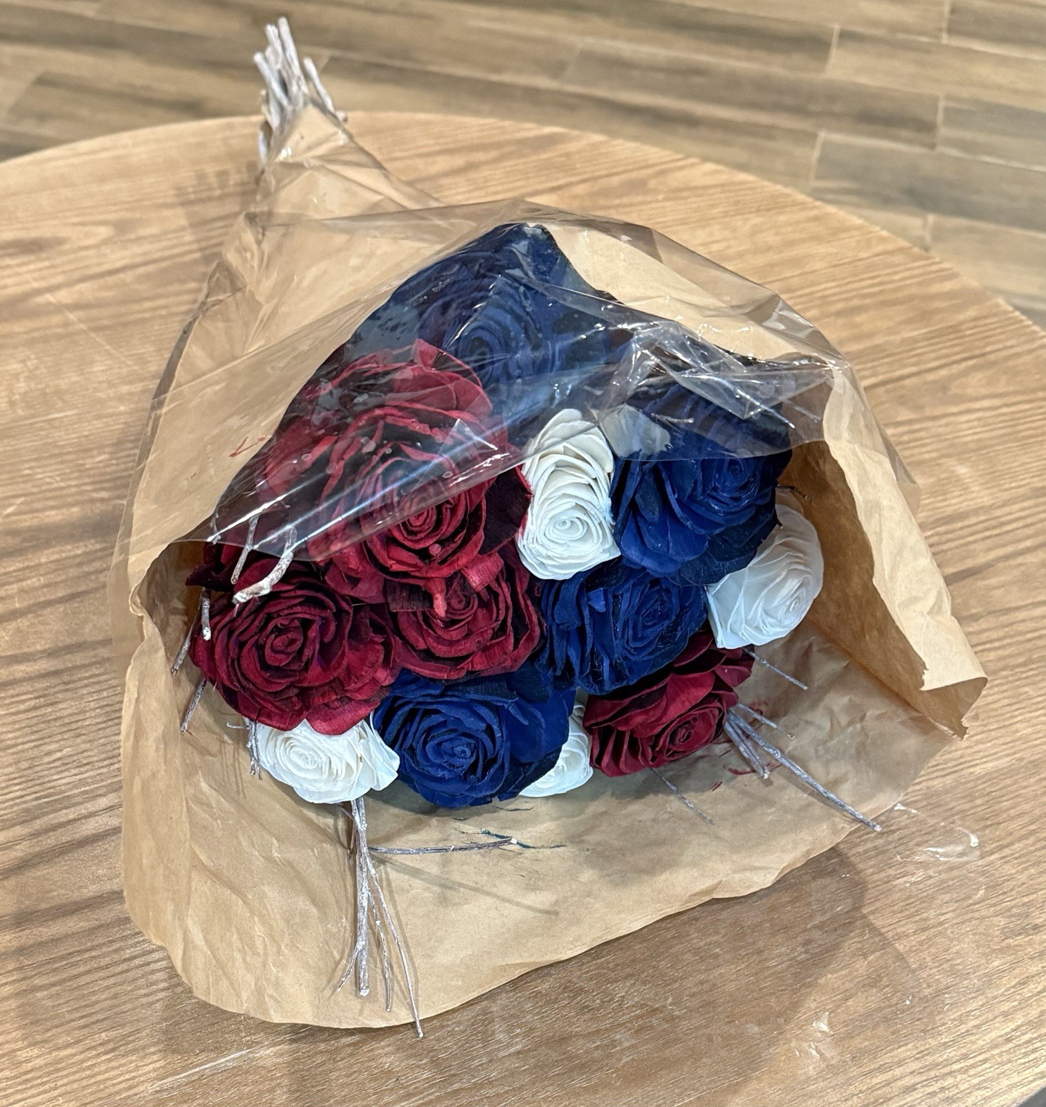 1 Dozen Red, White & Blue Faux Roses – A0242