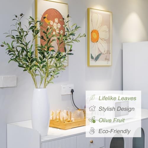39 Inch Artificial Olive Branch Greenery Stems Fake Plants withLeaves for 2