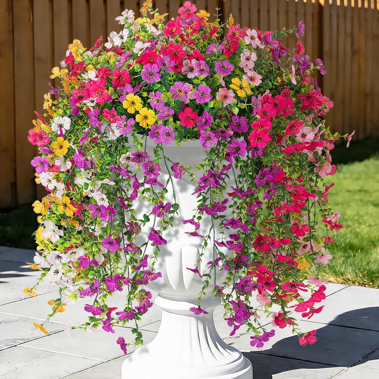 Fake Artificial Hanging Flowers for Outdoor Spring Decor 2PCS Faux Silk Flowers
