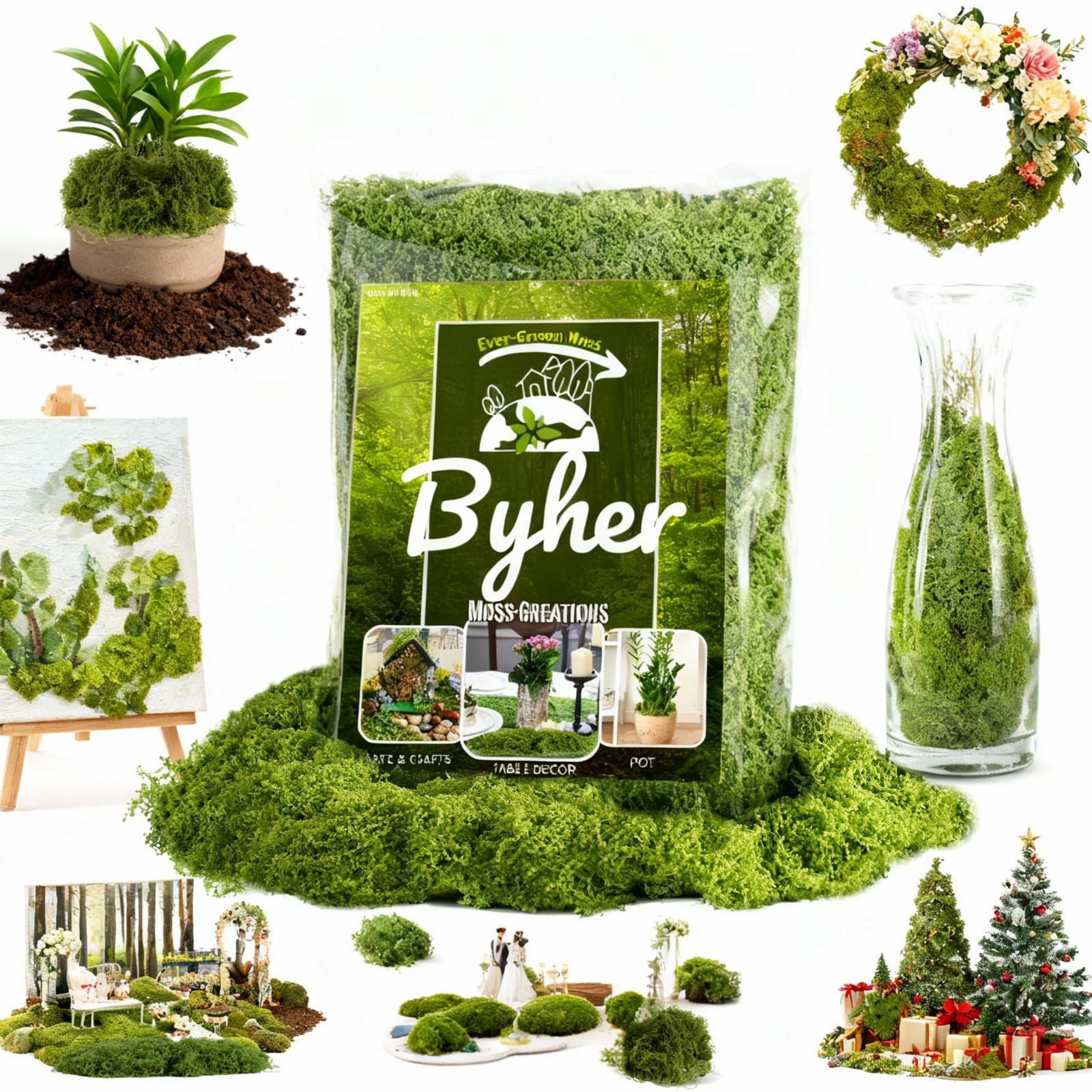 Fake Moss for Crafts – 3.5OZ Fluffy Cloudlike Artificial Moss for Potted Plan…