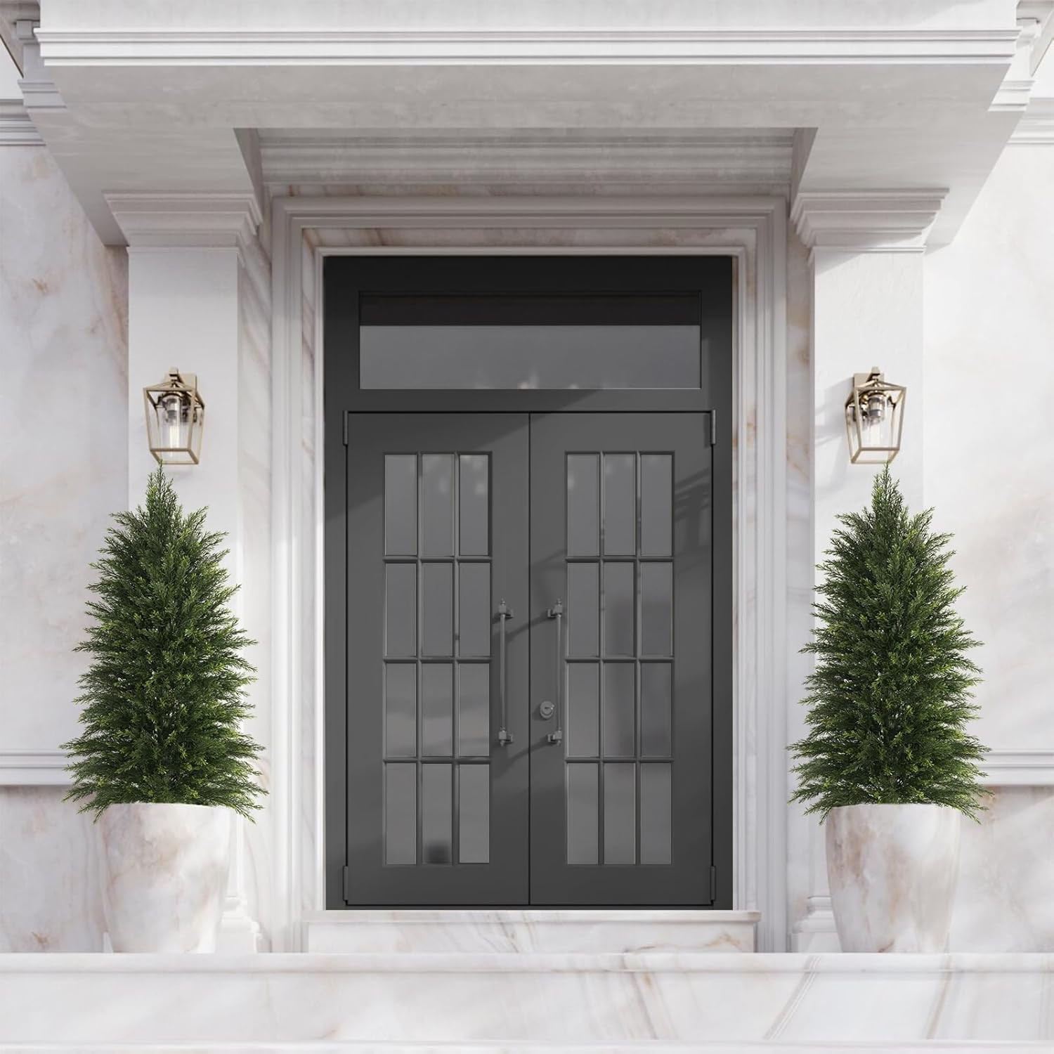 4FT Artificial Cedar Trees Set of 2, Realistic Faux Evergreen Topiary Bushes Pla
