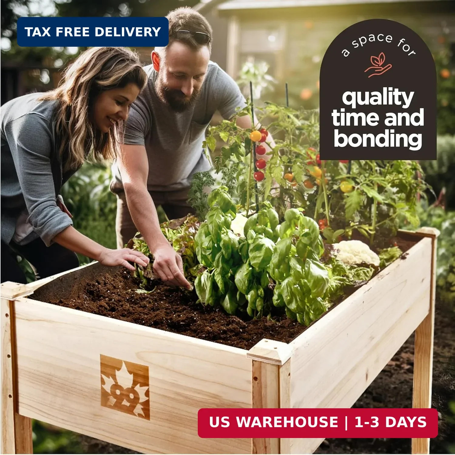 Maple99 Raised Garden Bed with Legs 48x24x30 – Natural Cedar Wood Elevated Plant