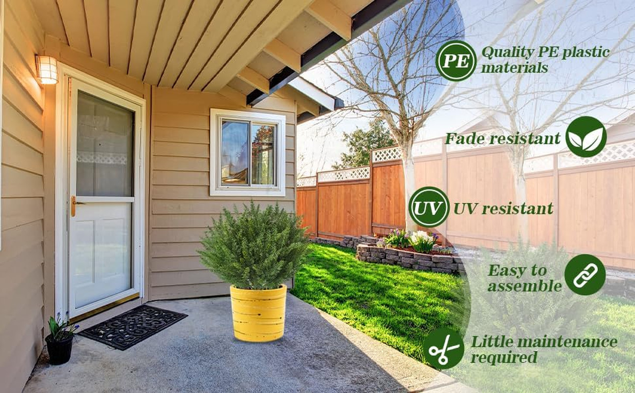 15.7″ UV Resistant Artificial Cedar Ball Shrubs – 4 Pack for Indoor/Outdoor Use
