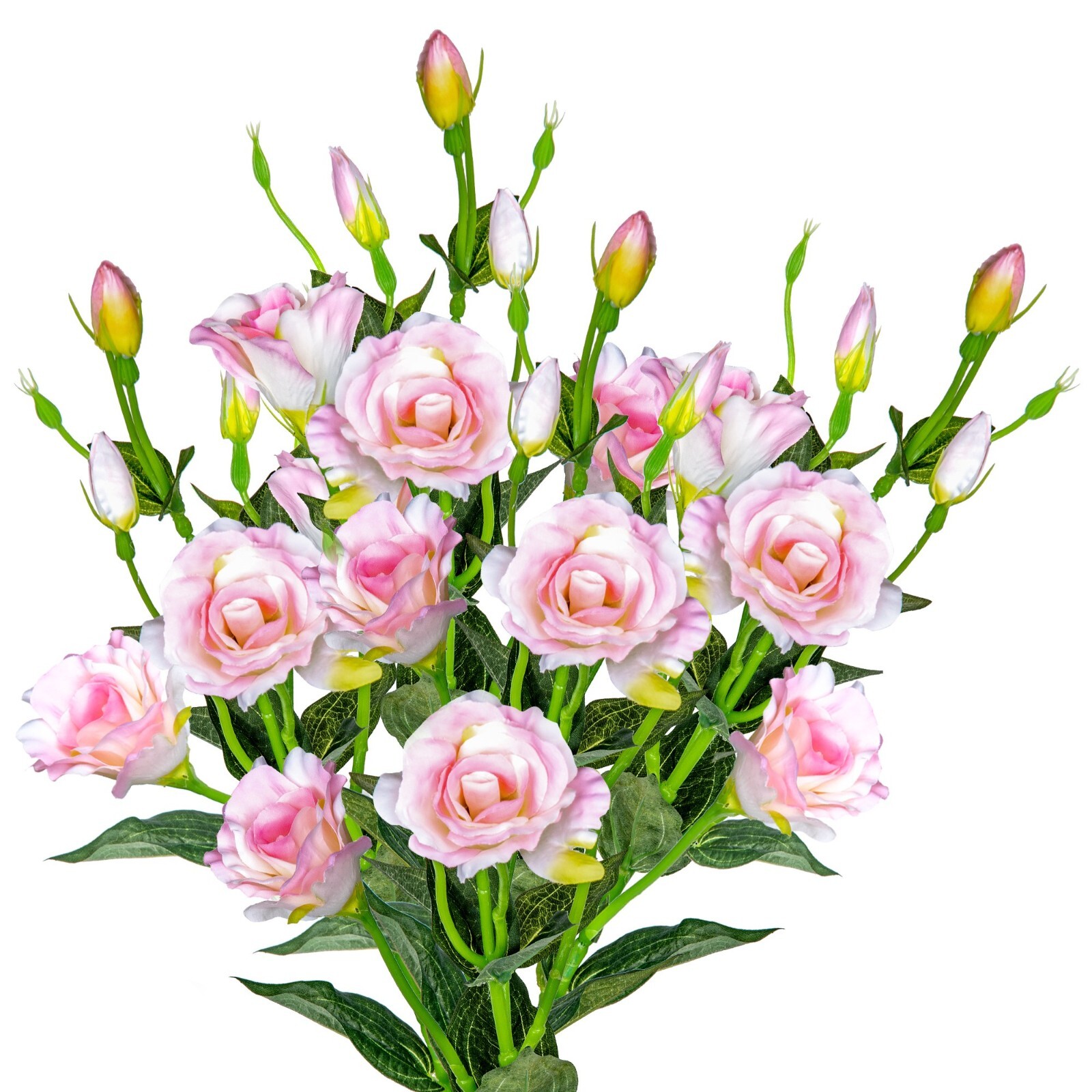 Eustoma Pink Roses Artificial Flowers Silk Bouquet 30” Stems, Bulk 4pcs