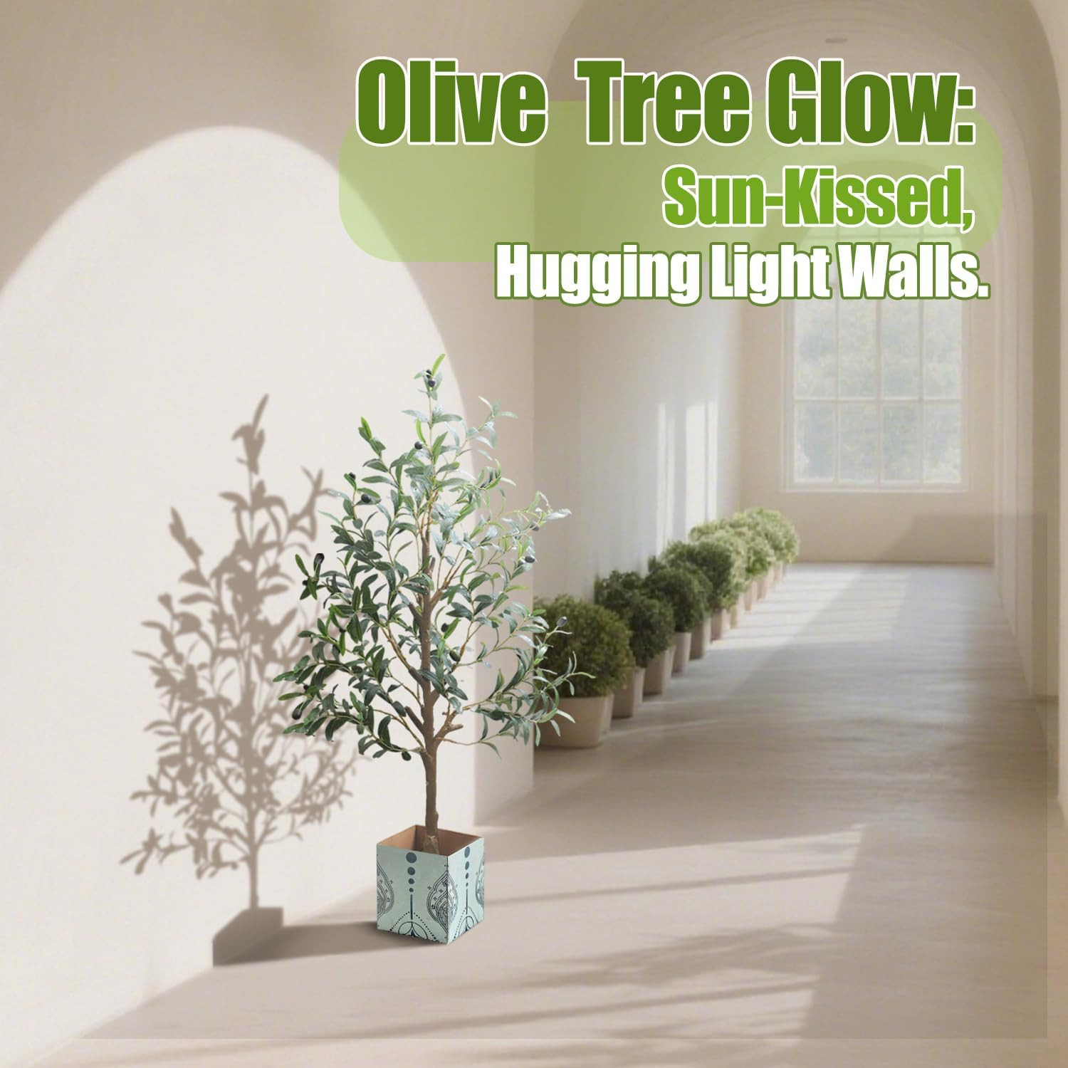 4FT Artificial Olive Tree Tall Fake Plant with Water Droplets Fruits Home Office