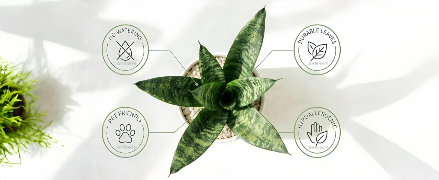 Fake Snake Plant, 27in Artificial Plant with White Pot Realistic Leaves, Low