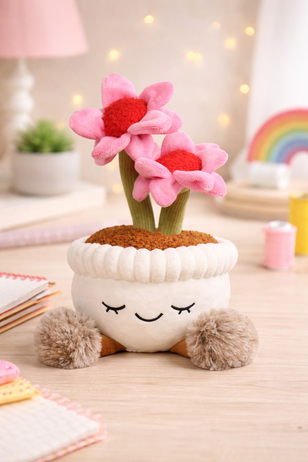 Plush Plant Decor, Soft Faux Houseplant, Cute Stuffed Plant for Home & Office, C