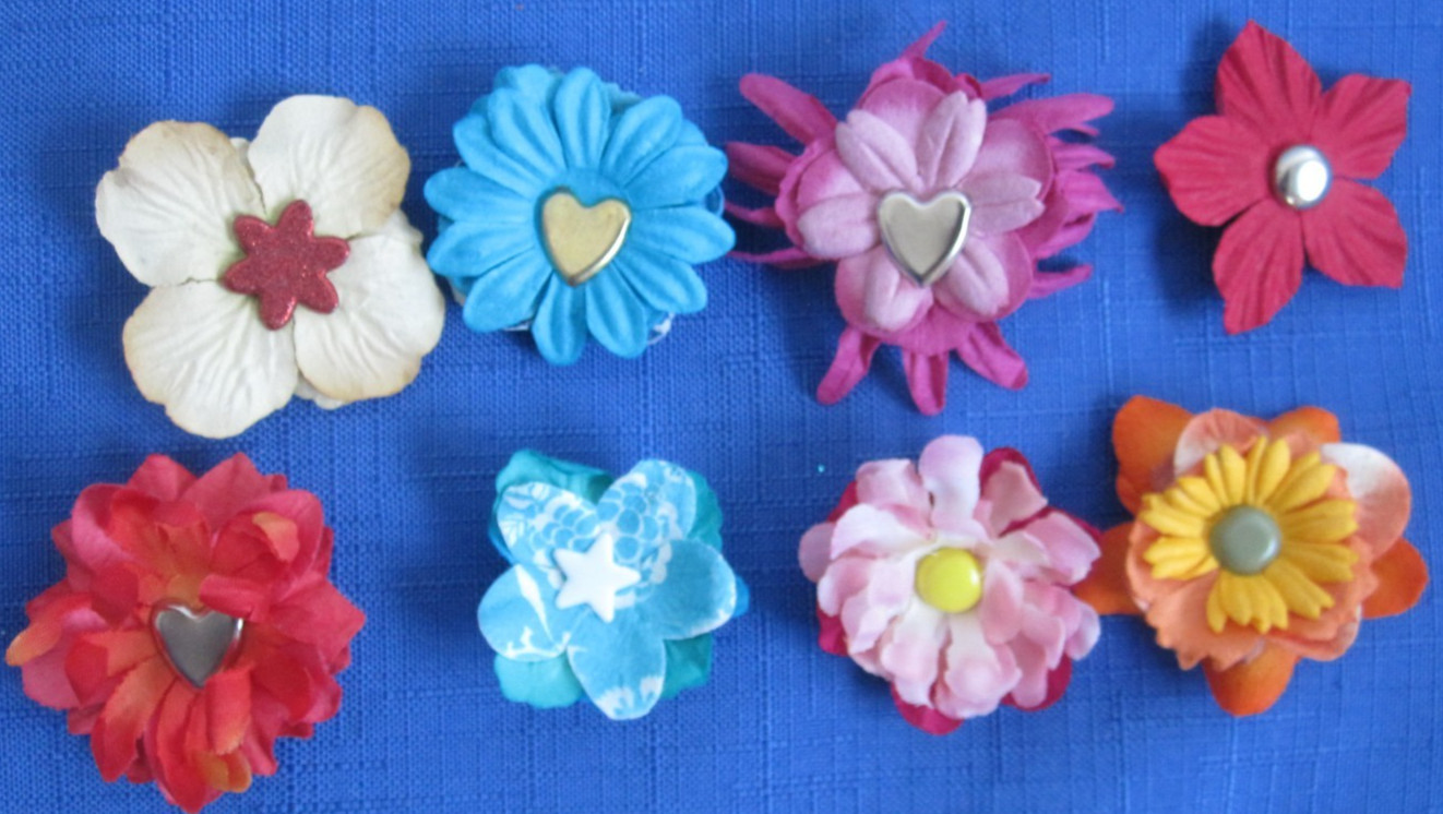 #8 Lot-44 Medium Layers Used Mulberry Flower Petals 1-3″ Brads Multiple Colors