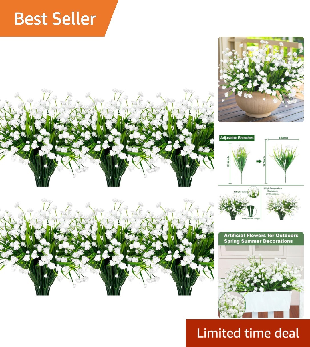 Low Maintenance 12 Bundles of UV Resistant Faux Flowers – Outdoor and Indoor Use