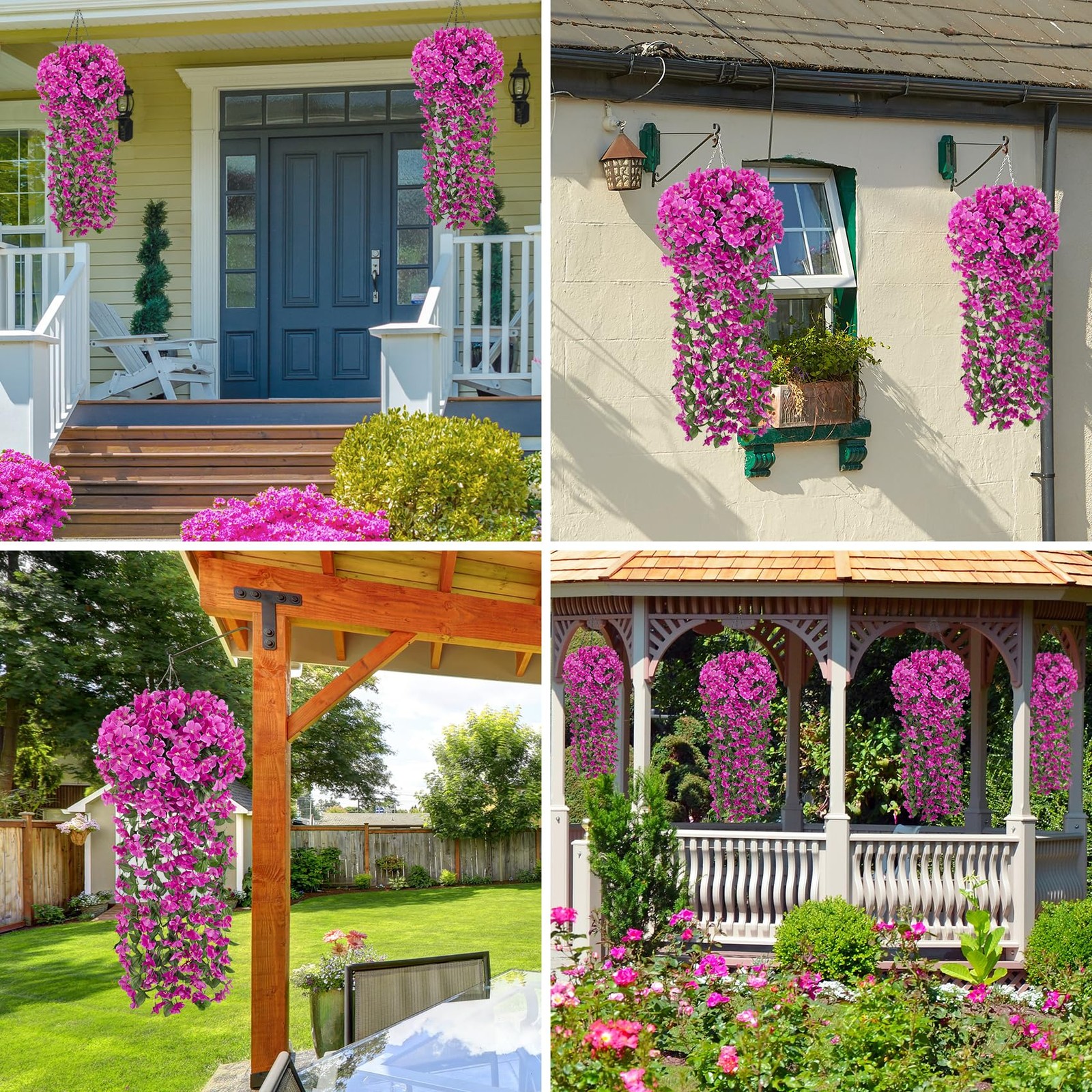 4 Pcs Artificial Hanging Flowers Fake Hanging Plants Violet Flowers Vine Garl…