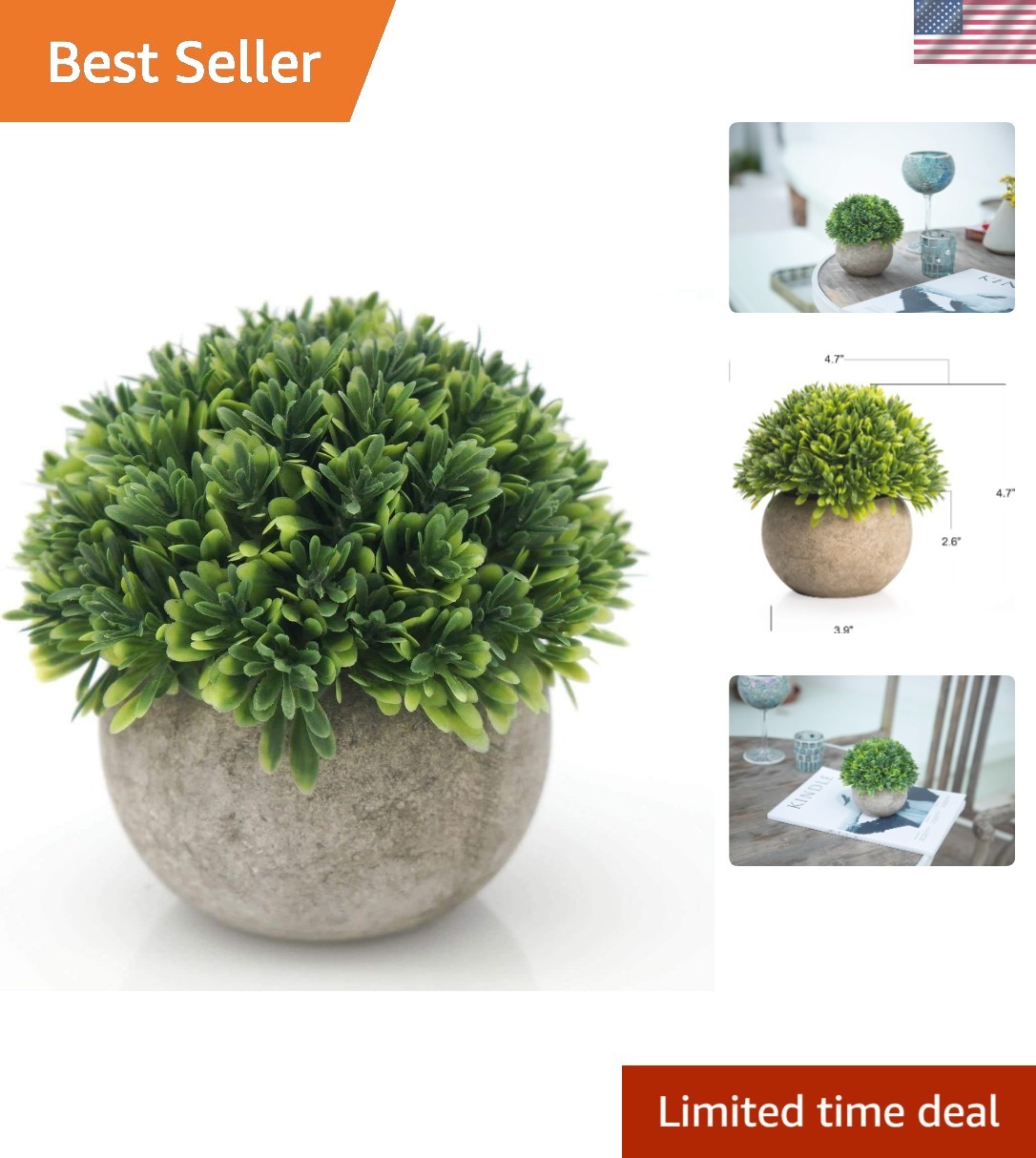 Elegant 4.7” Boxwood Faux Plant – Low-Maintenance Desk Decor for All Rooms