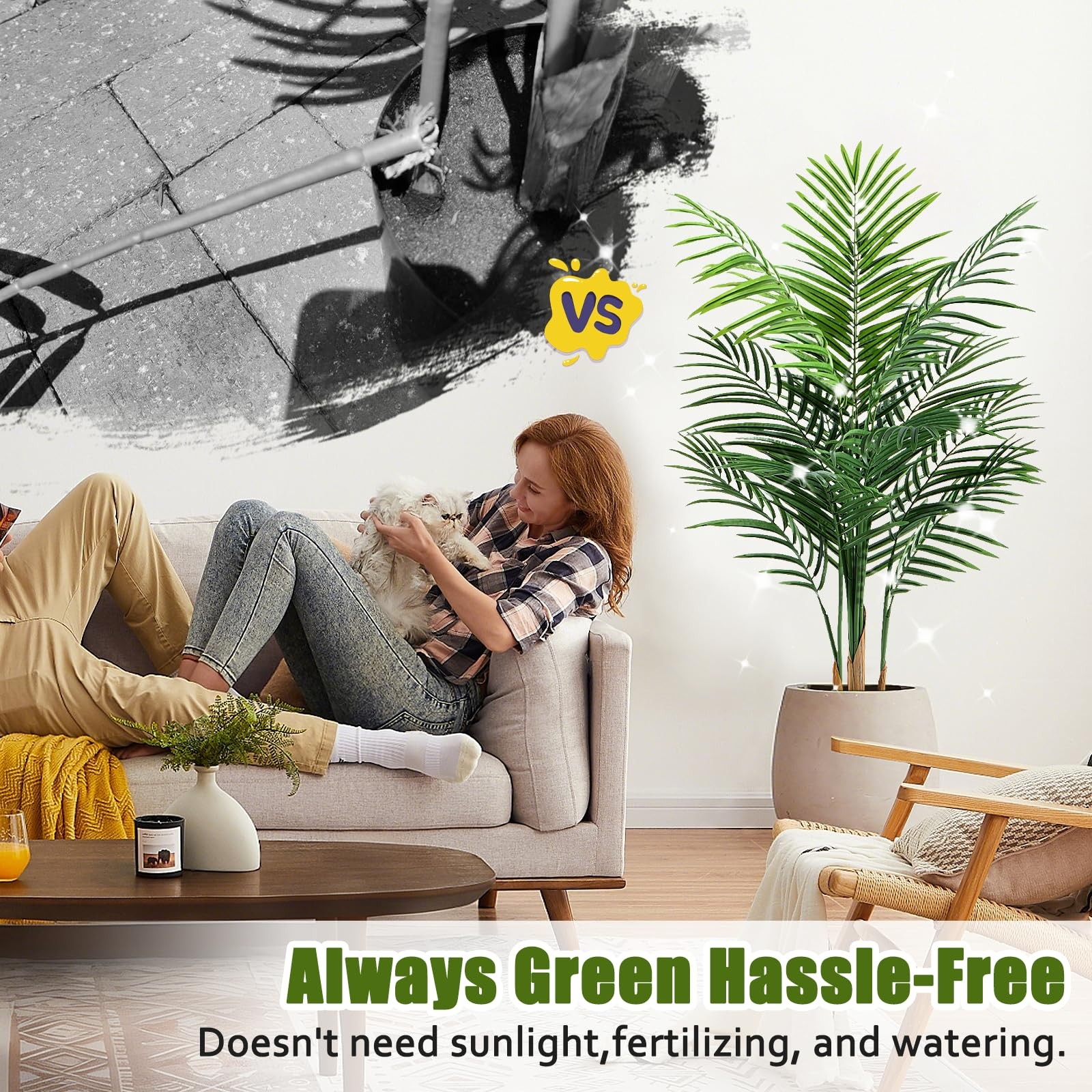 Artificial Palm Tree Indoor 4ft, Large Fake Tropical Areca Palm Tree with 13 …