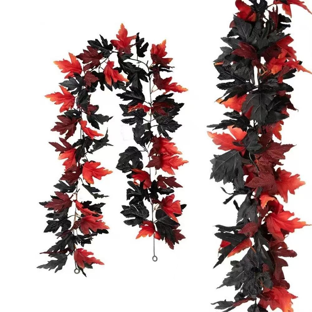 Halloween Artificial Maple Leaf Lifelike For Decorating Home Black & Red