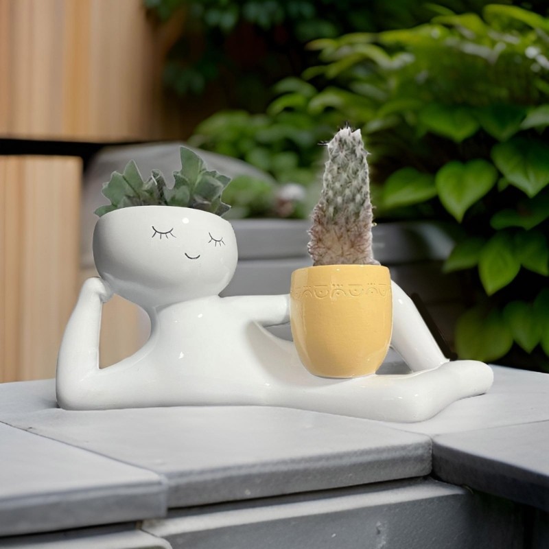 Human Shaped Plant Pots Artificial Succulents Plant Cute Room Decorative