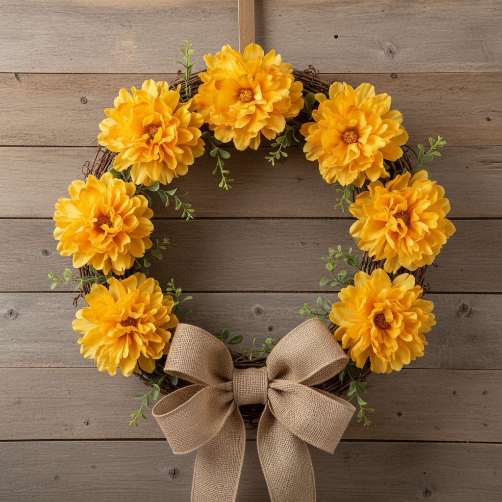 Yellow Peony Flower Picks Set of 8 Golden Yellow Blooms Wired Floral for Wreaths