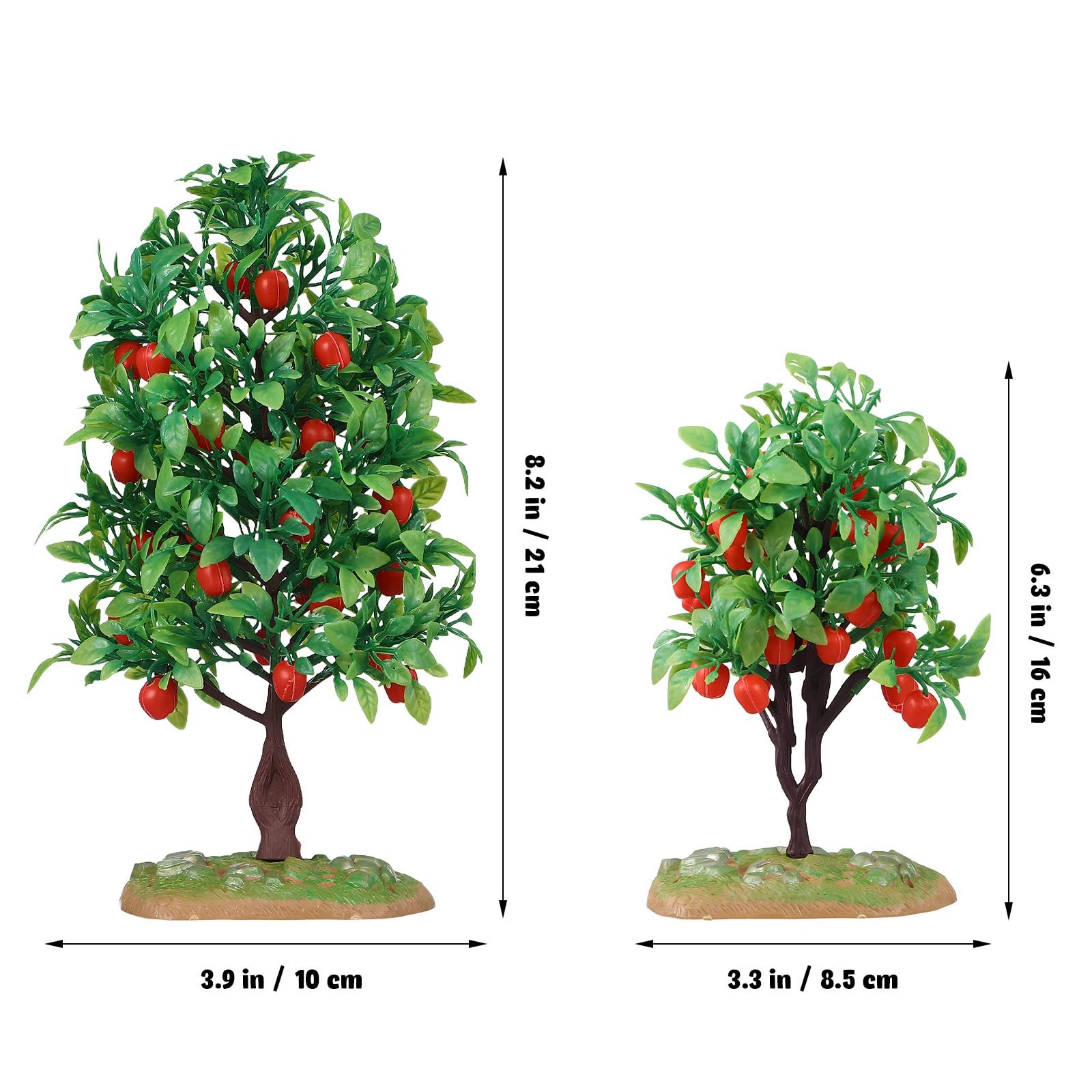 Mini Artificial Apple Tree Ornaments with Faux Fruit 2 Pack Realistic Small M…
