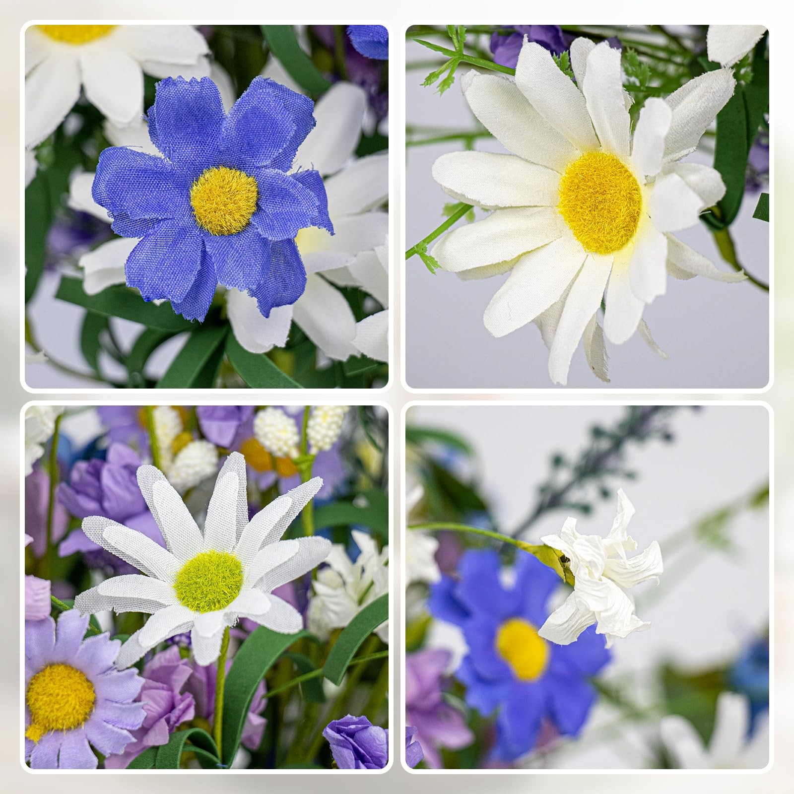 12 PCs Artificial Spring Summer Flowers Rustic Blue and White Artificial Flow…