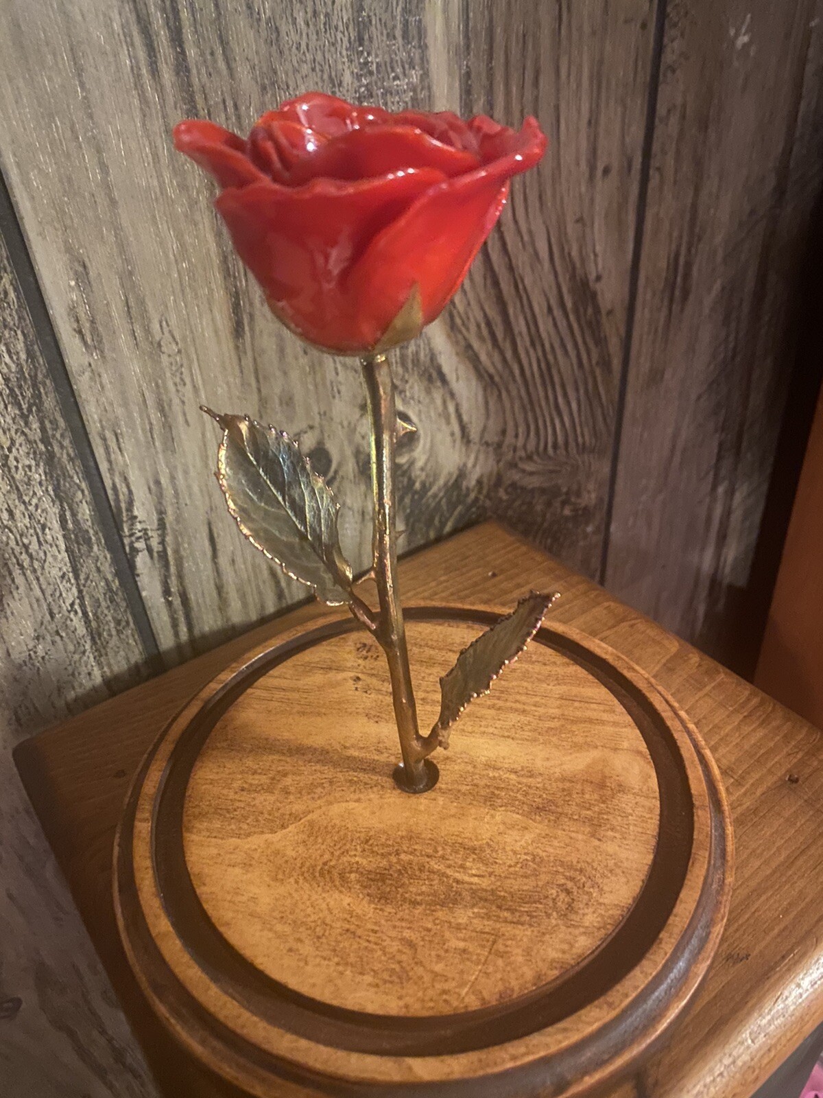 Forever Lacquered Red Rose with Removable Glass Dome