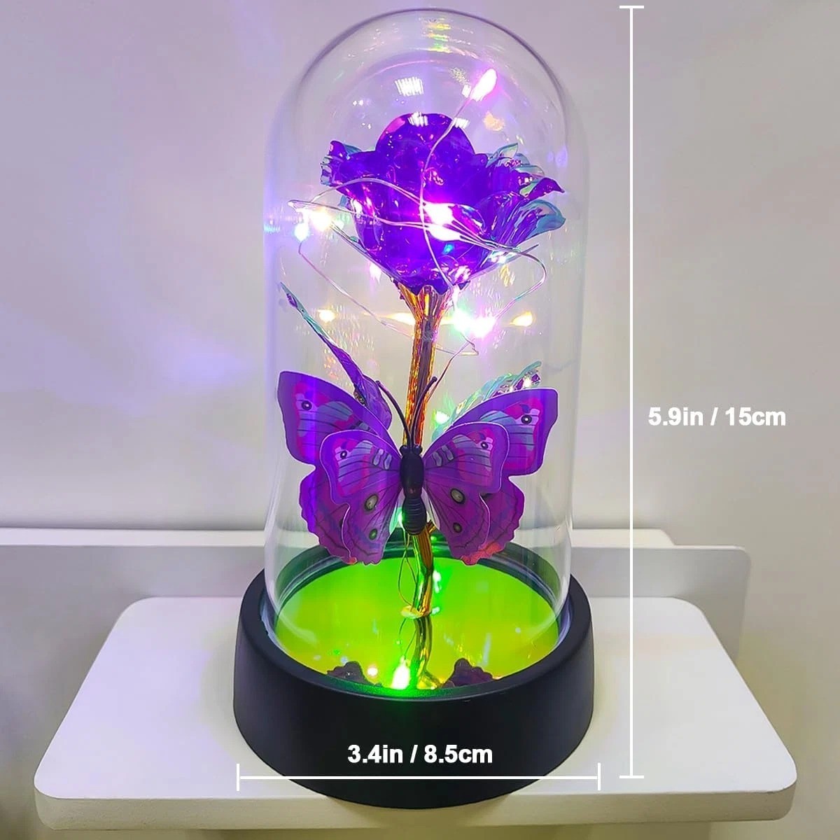 JUNQIU Mothers Day Rose Gifts for Mom, Glass Rose in Glass Dome, Light up Flower