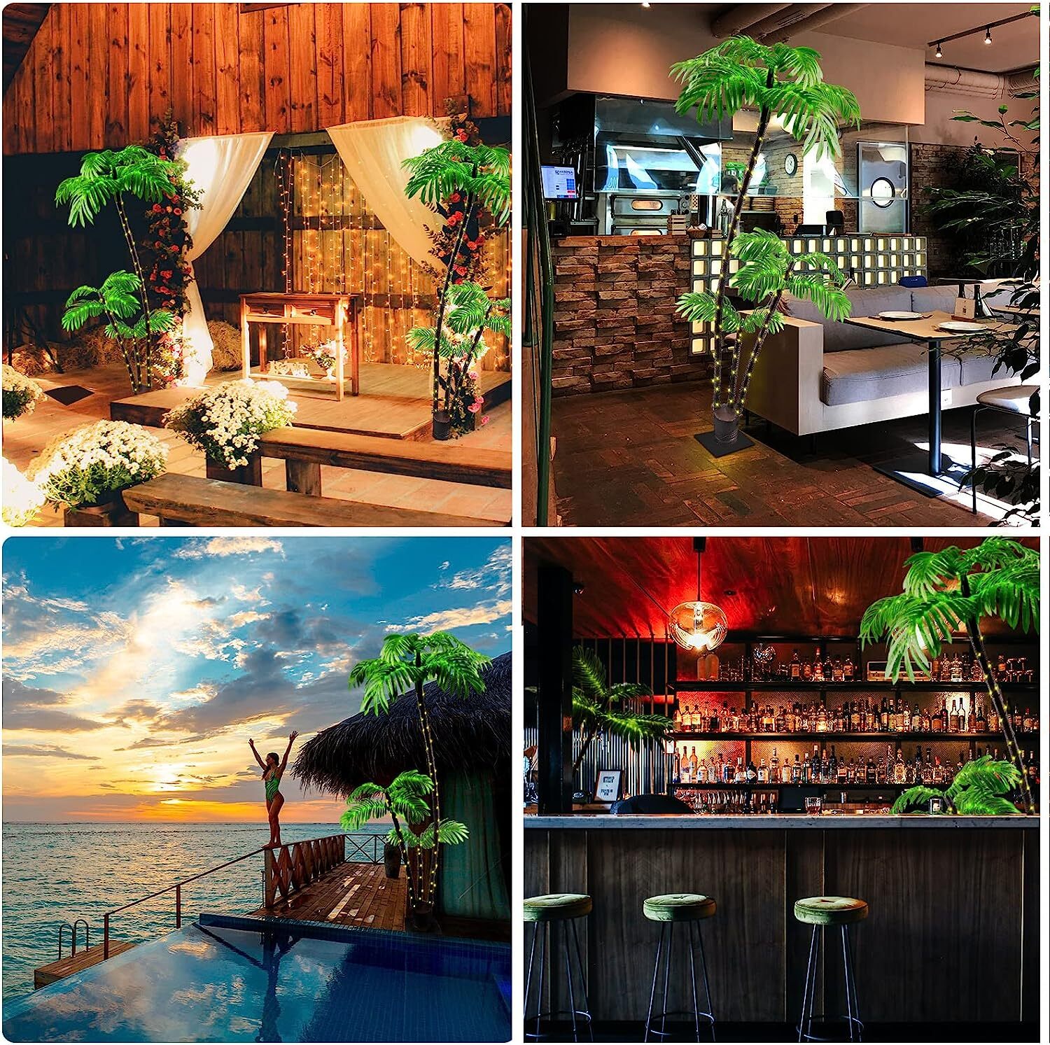 Artificial Palm Tree 6FT Outdoor w/8 Modes for Christmas Decor Home Patio Party